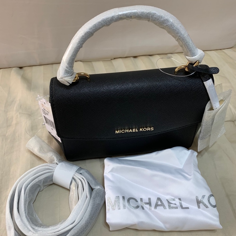 Michael Kors Black Leather Ava Crossbody